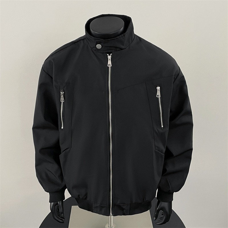 American High Street Stand Collar Workwear Pilot Jacket Men's Loose Trendy Designer Jacket Brand Zipper Design Baseball Jacket Coat Trendy