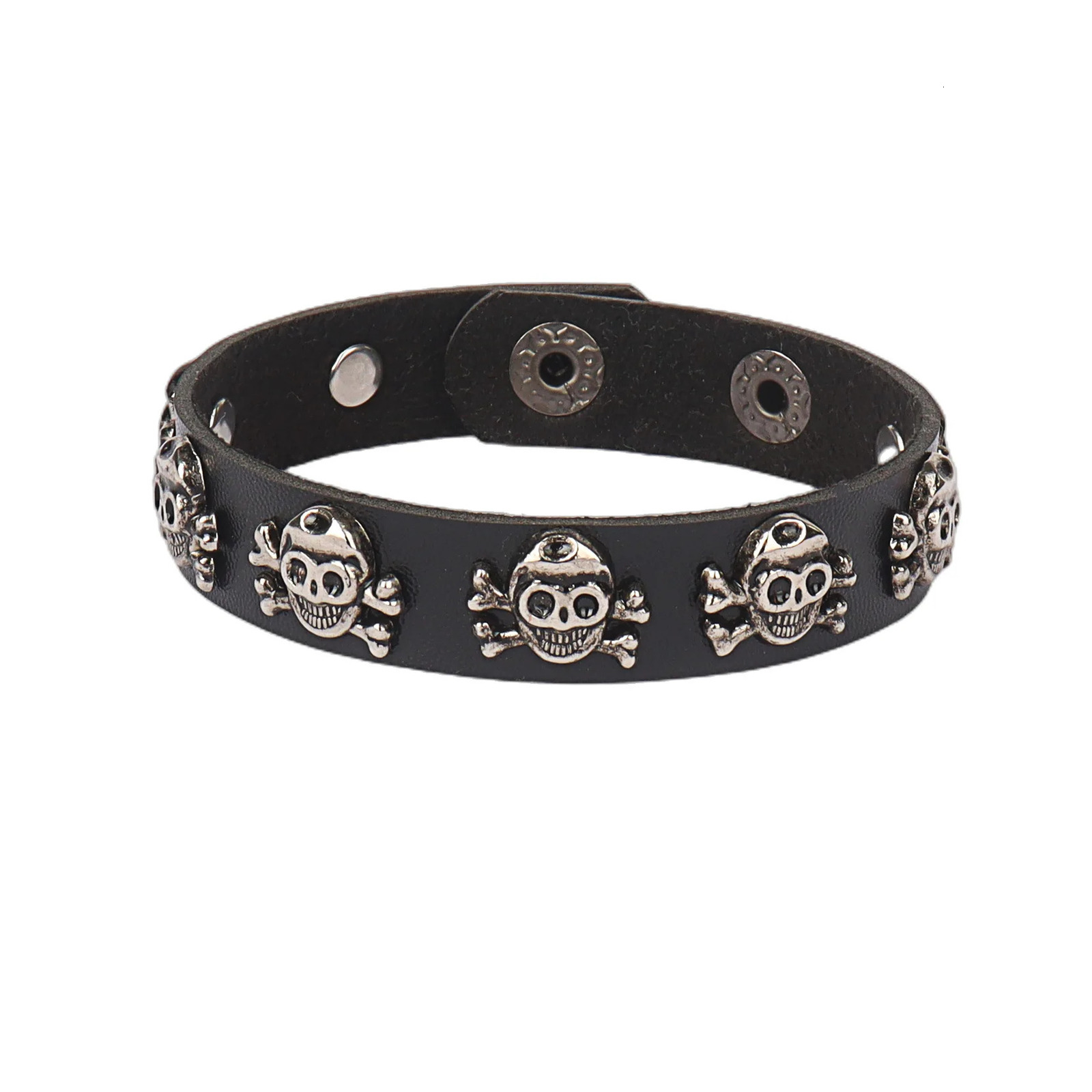 DIEZI Punk PU Leather Goth Wrap Bracelet Women Men Vintage Harajuku Star Skull Rivet Chain Bracelet Bangles Halloween Jewelry 251028