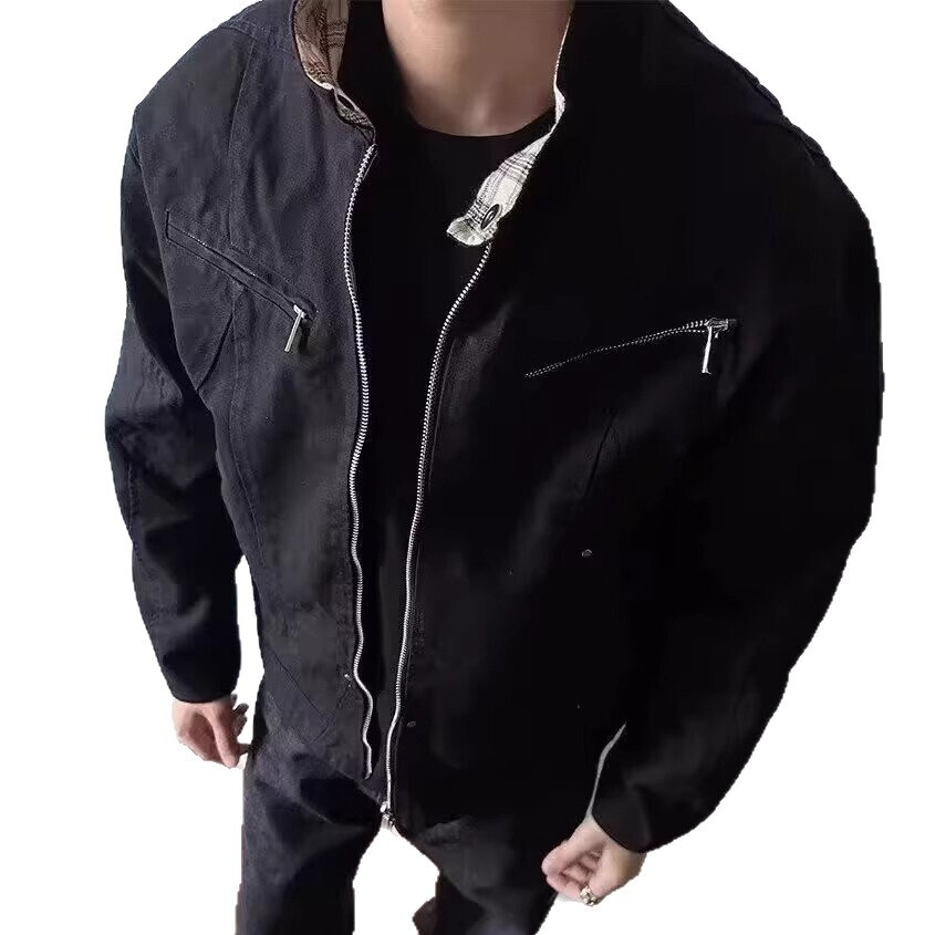 2025 New American High Street Stand Collar Workwear Pilot Jacket Men's Trendy Brand Zipper Designer Jacket Design Baseball Jacket
