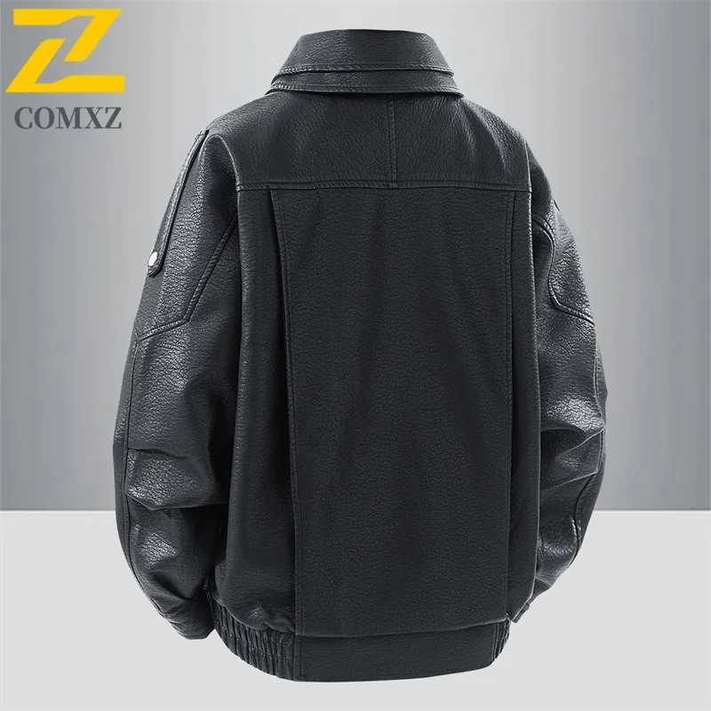 COMXZ Autumn Winter Motorcycle Jacket Cross Border Two Way Flight Jacket Trade Men Spring Autumn Leather JacketT251029
