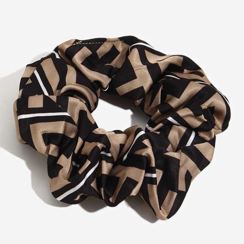 WithyooSatin Coffee Printed Scrunchie for Women and Girl Simple Ponytail Hair Accessories New Fashion 2025W251028