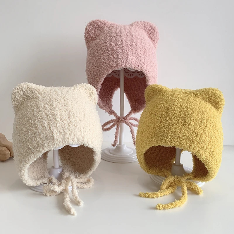 Winter Baby Beanie Cap Cartoon Ear Protection Soft Warm Knitted Hat For Boy Girl Toddler Cute Cat Crochet Hats Gorros Kids 251029