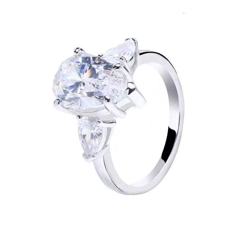 Vintage Fine Jewelry Women Engagement Ring Moissanite Diamond Wedding Ring 18K 14K Gold Three Stone Pear Cut Moissanite Ring