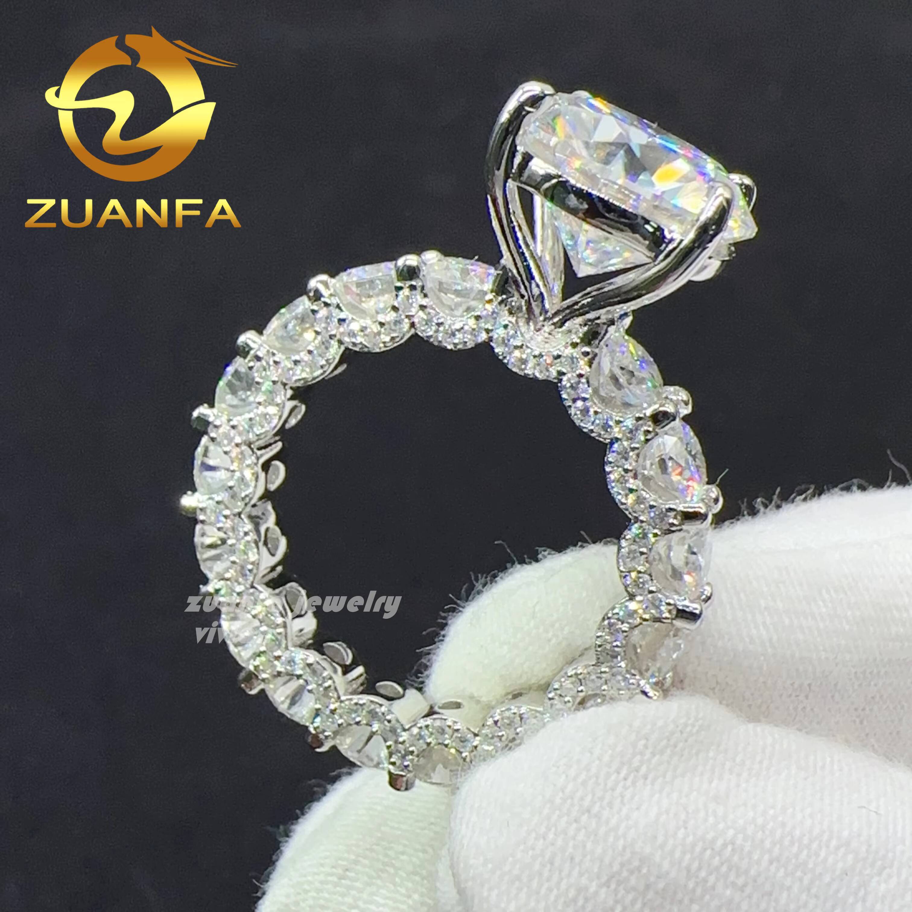 Custom Wedding Ring Silver d Color Vvs Moissanite Iced Out Diamond Hip Hop Jewelry Rings Women Engagement
