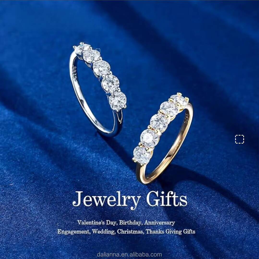 Wholesalers Single Row 4Mm Diamond Wedding Moissanite Rings 14K Gold Plating 925 Silver Moissanite Engagement Rings for Women