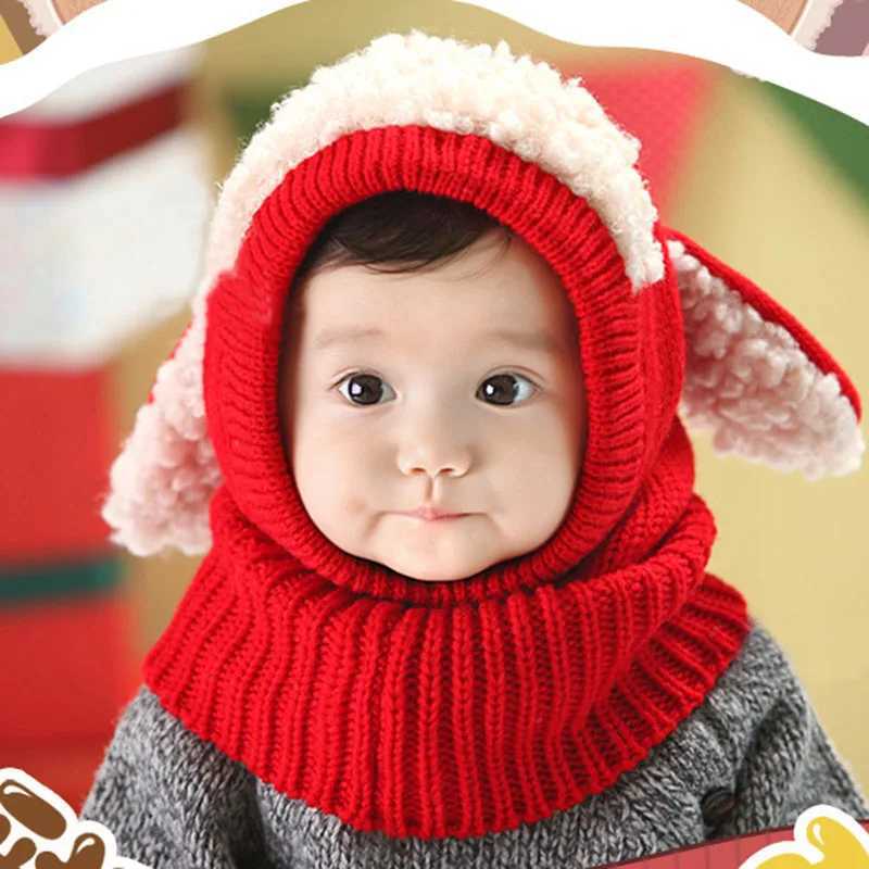 Korean Childrens Cute Puppy Winter Woolen Scarf Hat Baby Boys Girls Warm Hats With Shawl For Kids 636 Month251028