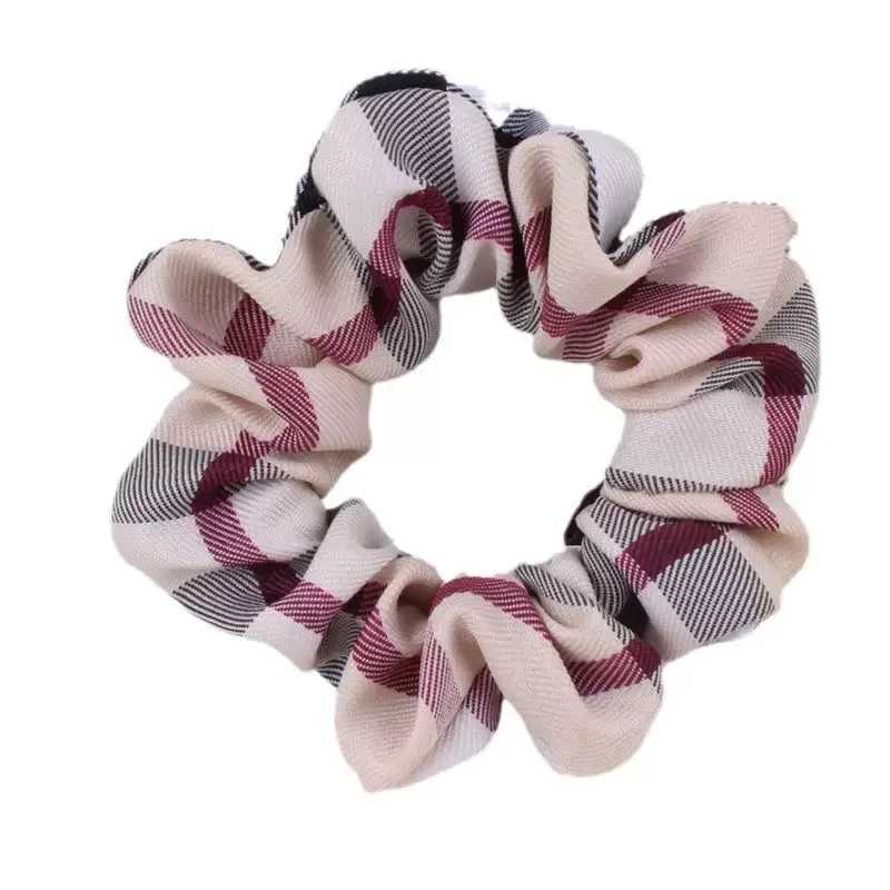 Elegant Plaid Scrunchie Elastic Hair Bands for Women Large Size Vintage Style Headband Ponytail Holder Headwear Hair AccessoriesW251028