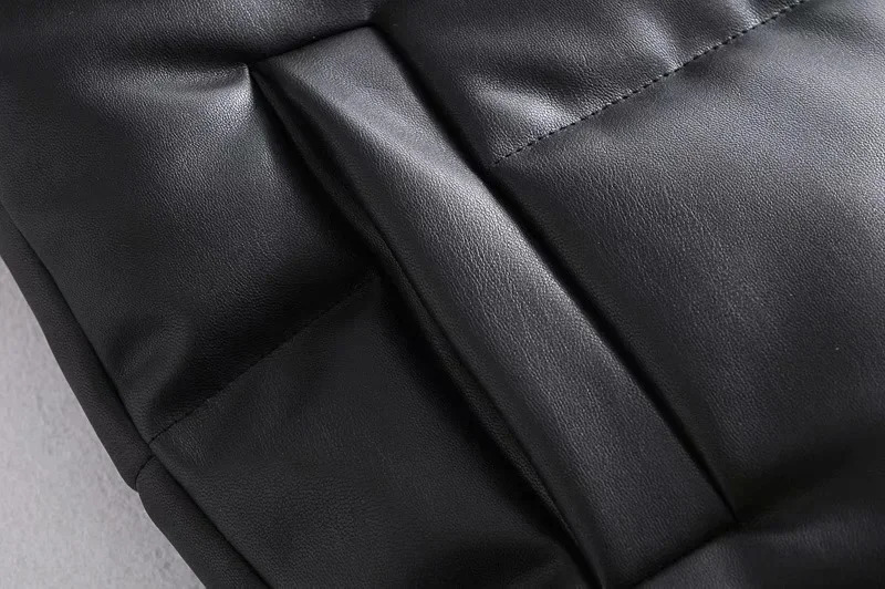 Autumn Winter PU Leather Coat Women Black Stand Collar Vests Women Fashion Zipper Elegant Short Vests Female Ladies 251029