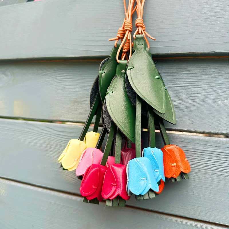 Tulip Leather Bag Pendant Creative And Novel Ins Style Bag Pendant Keychain Niche And Versatile Flower Bag Pendant AccessoriesW251029