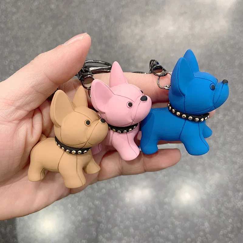 Universal Cute Cartoon Dog Keychains Phone Wrist Strap Bag Pendant Fashion Punk French Bulldog Keychain Mens Car Key ChainW251029