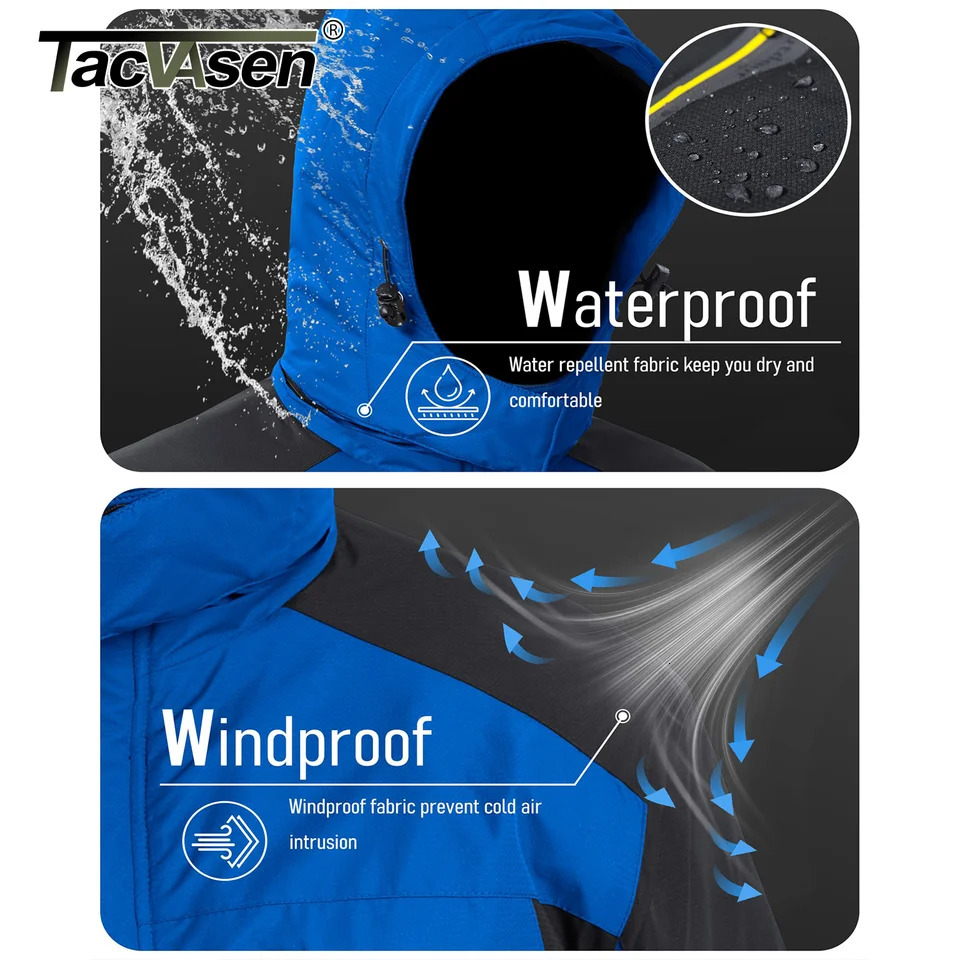 TACVASEN Winter Heavyweight Fleece Lined Parka Waterproof Men Ski Snowboard Jackets Windproof Removable Hoodie Coats Windbreaker 251028CJ