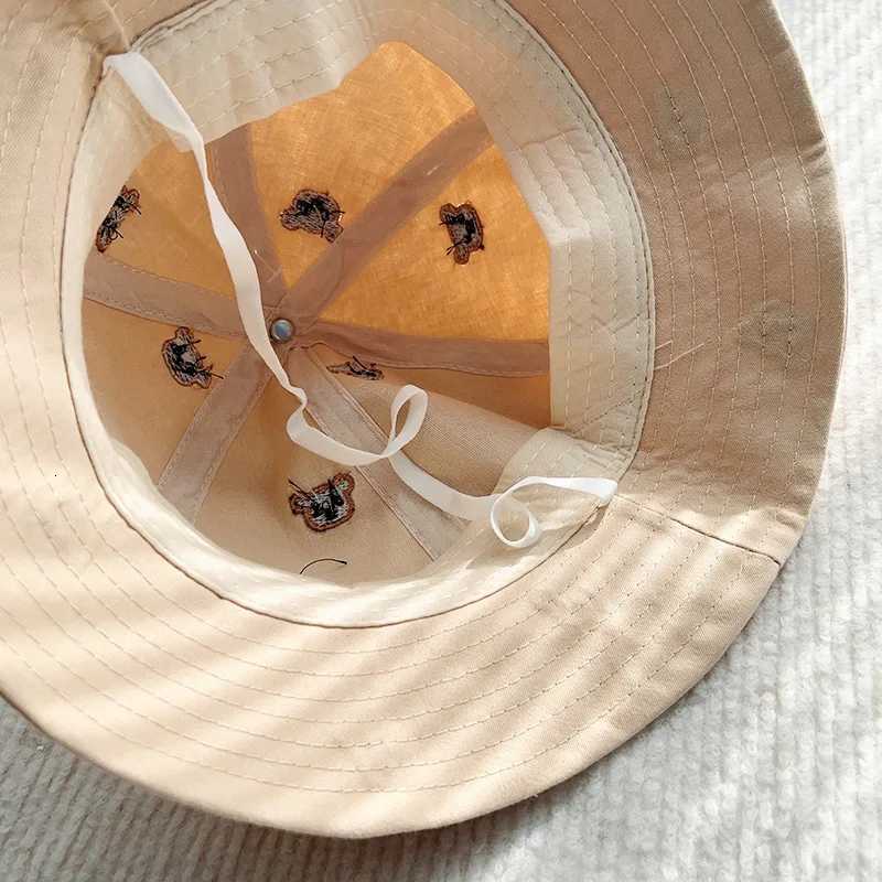 Wide Brim Baby Panama Basin Cap Kids Bear Fisherman Hat Cartoon Print Toddler Bowl Hat 13year Boy Girl Children Sunscreen Visor251028