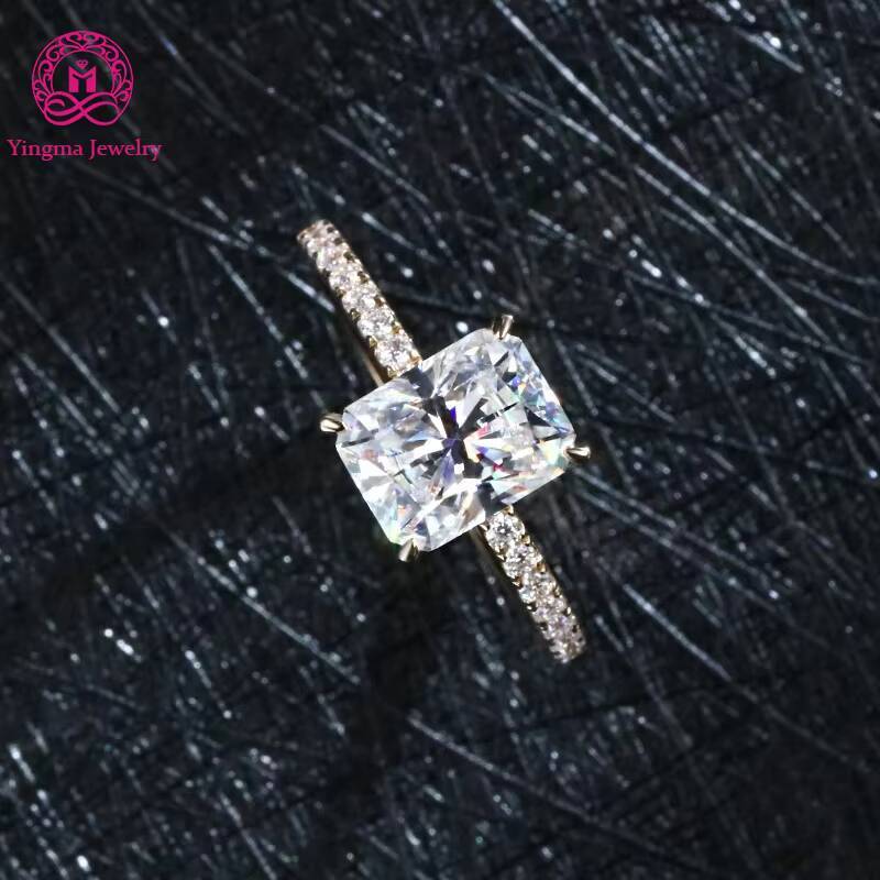 18K Gold Jewelry Engagement Rings 14K Solid Gold Ring 3 Carats Radiant Cut Moissanite Diamond Ring for Wedding