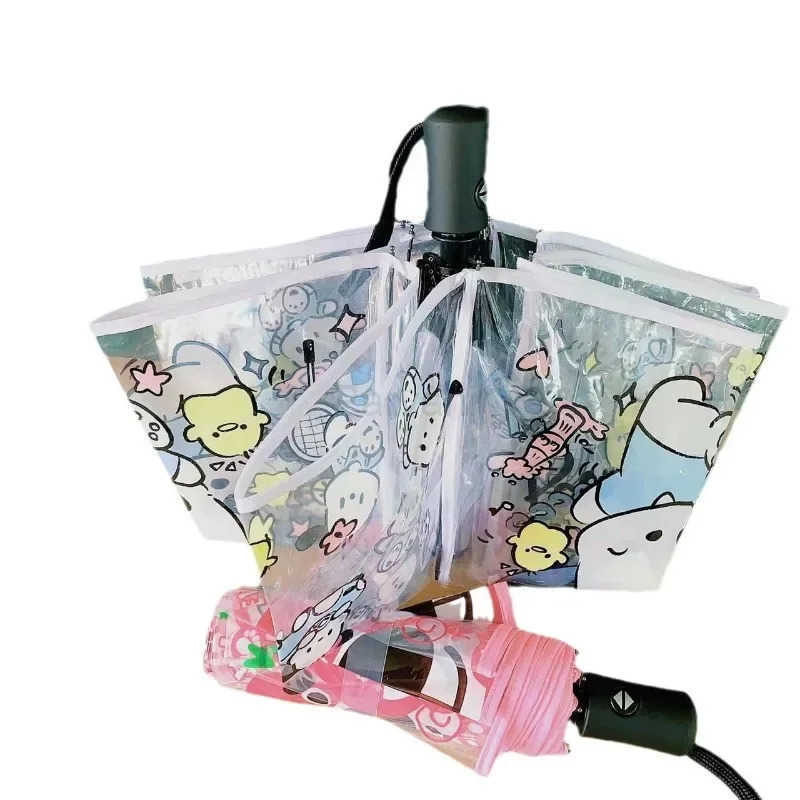 Sanrio Sanrio Manual Folding Umbrella Hello Kitty Cinnamoroll Kuromi Melody Cartoon Ins Thickened Transparent Umbrella Gifts L251029