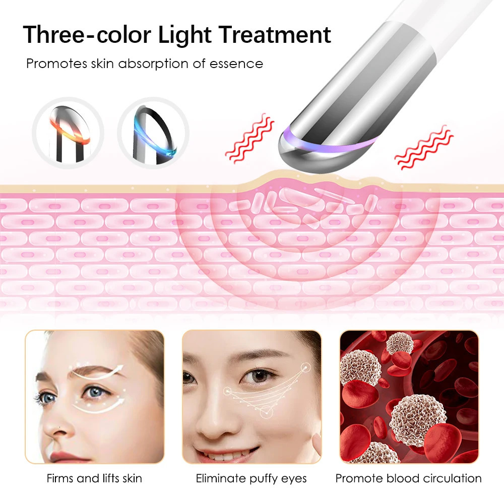 42Eye Massager Pen Compress LED Eye Lip Massager Wand Smart Disinfection Eye Skin Tighten Anti Aging Eye Wrinkle Beauty 251027
