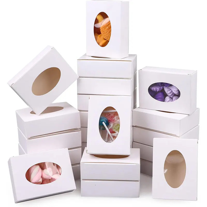 2030Pcs Mini Kraft Paper Box with Window Round Soap Packaging Boxes for Homemade Favor Treat Bakery Candy 251013