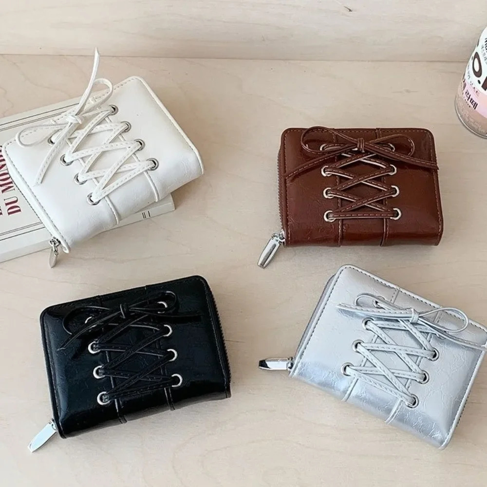 Minimalist Style Bow Short Wallet MultiFunctional Large Capacity Coin Purse Zipper Coin Handbag Women 251029