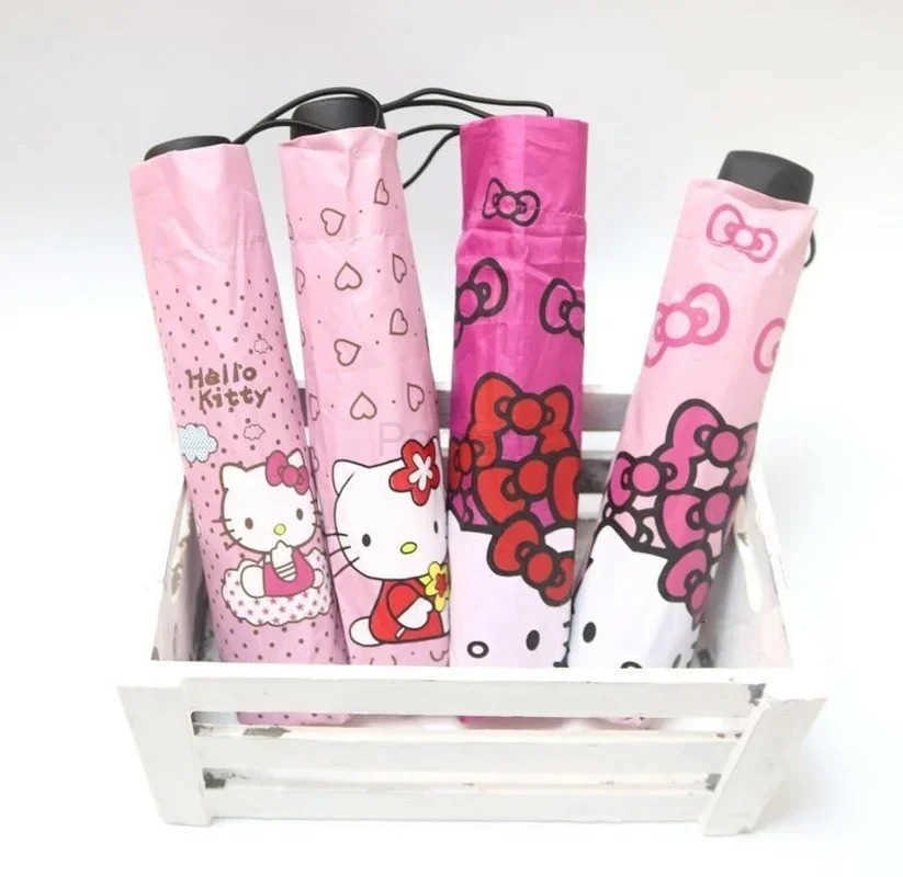 Sanrio Hello Kitty Fabric Cartoon Cute Umbrella Pink Mini Umbrella Fold Long Handle Umbrella Sanrio Kids Umbrella Accesorios Girl Gifts L251029
