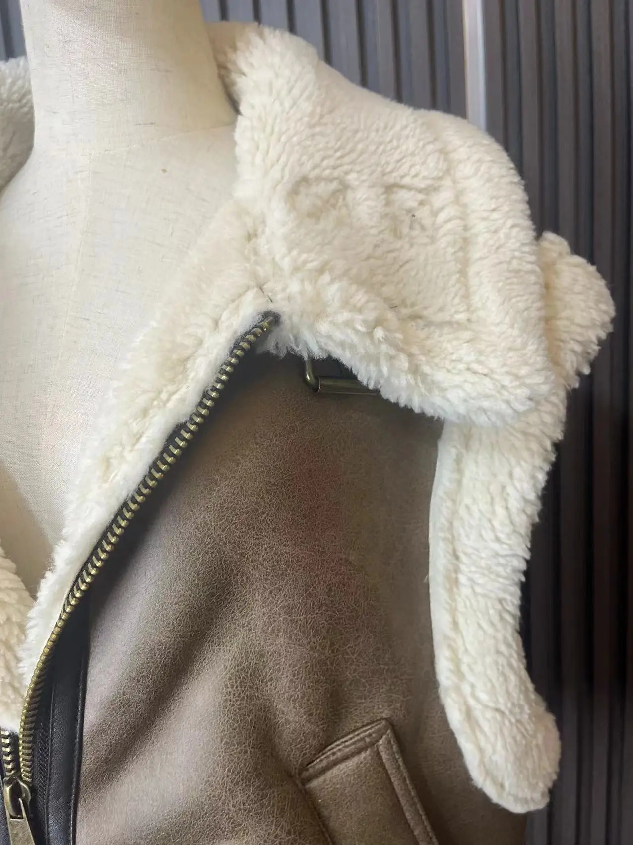AutumnWinter Product Womens Fashion Casual Polo Neck Zipper Tri Color Fleece Panel Tank Top 251029