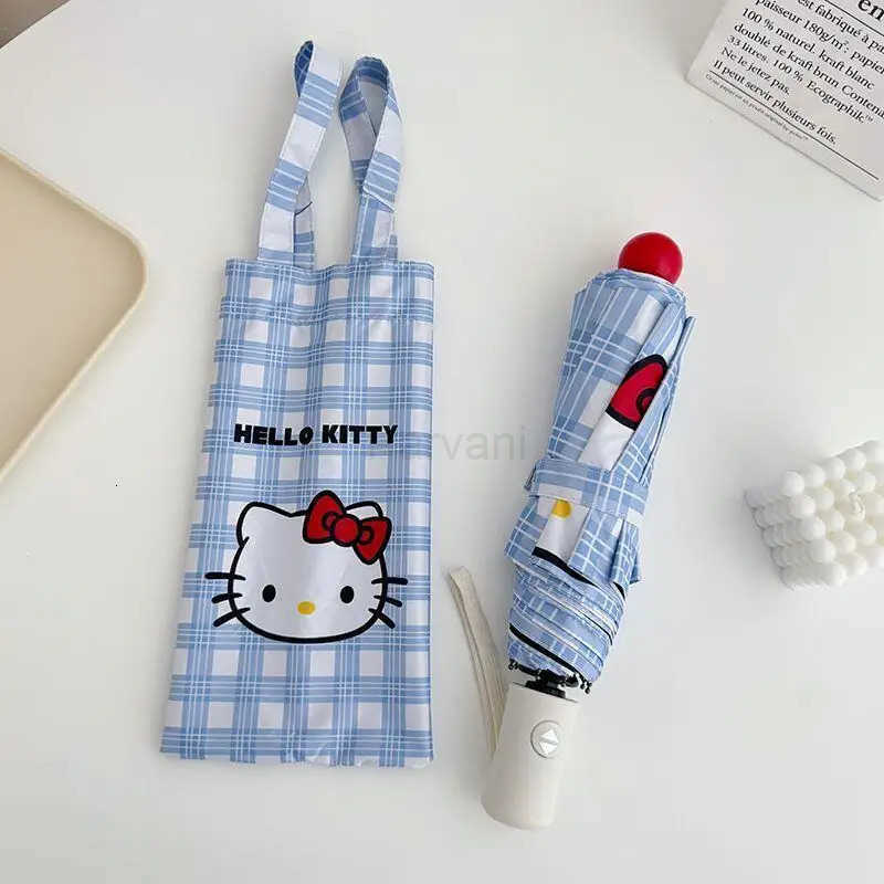 Sanrio Hot Sanrio Hello Kitty The Blue Series Sun Umbrella Kawaii Anime Vinyl Uv Protection Cartoon Sunshine and Rain Dual Use Umbrella L251029