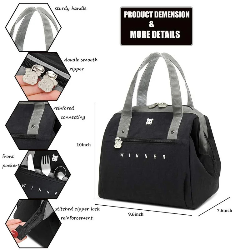 Winner Thermal Insulated Lunch Box Tote Cooler Bag Bento Pouch Lunch Container School Food Storage Bags 251029
