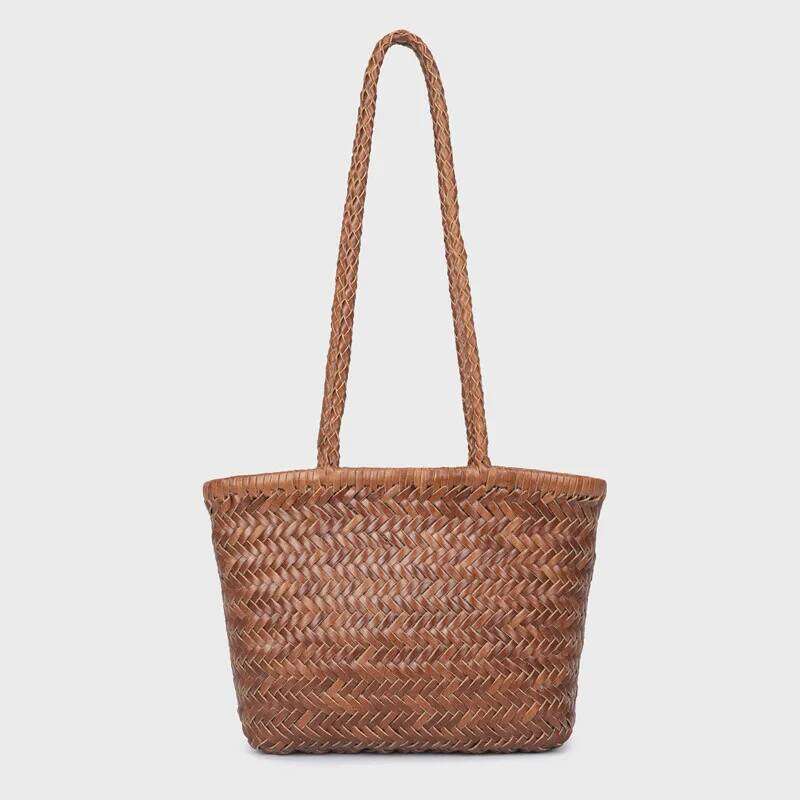 Genuine Leather Hand-Woven 2025 New Niche Design Top Layer Cowhide French Vacation Underarm Vintage Ladies Shoulder Bag Suotong1029