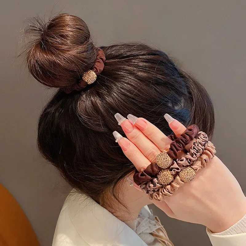 48PcsLot Girl Hair Band Accessories Fashion Large Hair Ties Solid Color Elastic Scrunchies For Women Ponytail HairstyleW251028