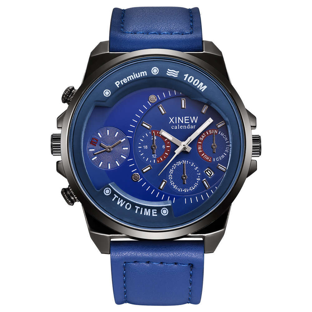 New Men's Brand Fashion Leather Strap Gift Simple Calendar Quartz Watch