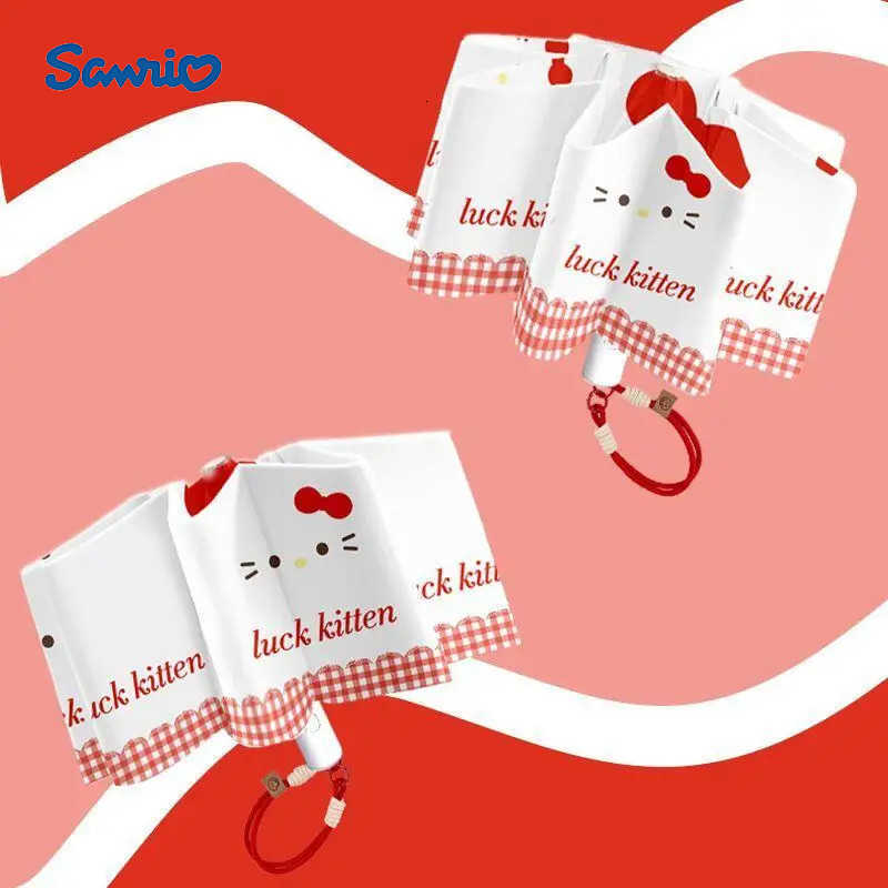 Sanrio Hot Sanrio Hello Kitty Cute Convenient Umbrella Kawaii Anime Sunscreen Uv Protection Student Sunshine and Rain Dual Use Umbrella L251029