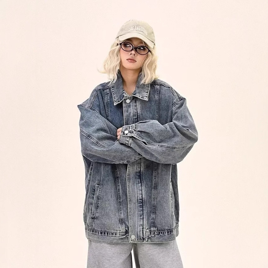 American Style Zipper Design Designer Jacket Denim Jacket For Men Spring And Autumn High Street Trend Plus Size Loose Workwear Jacket