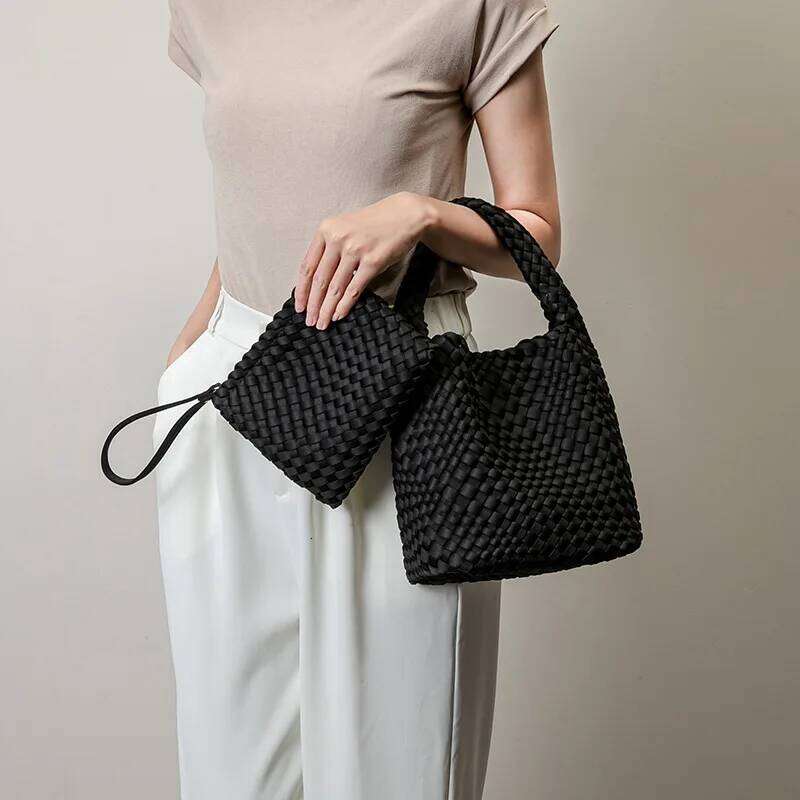 Woven + Purse Neoprene Tote Handbag Fashion Crossbody Top-Handle Travel Underarm Shopper Bag For Women