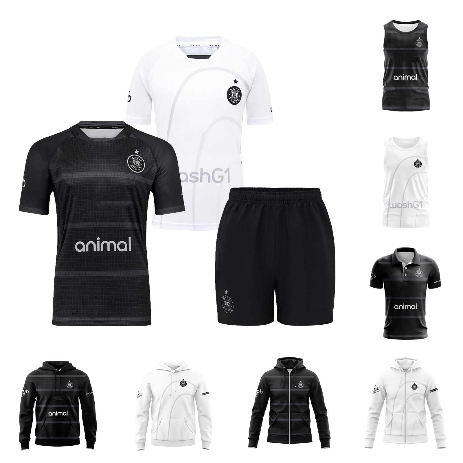 2025/26 Bath Men's Europe Replica Home/Away Rugby Sport Hoodies Vest Shorts