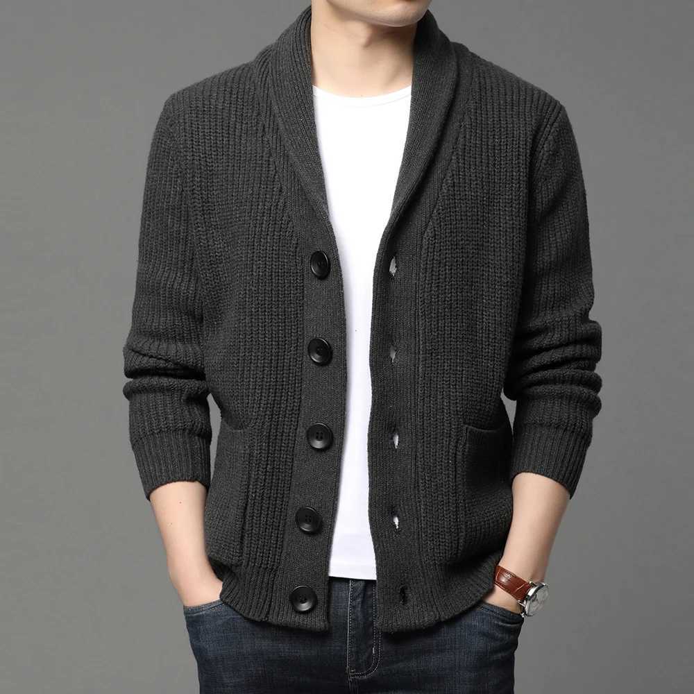 2021 High End Wool Designer Thick New Korean Autum Winter Brand Fashion Cable Knit Sweater Jacket Men Casual Coats Mens Clothing J251029