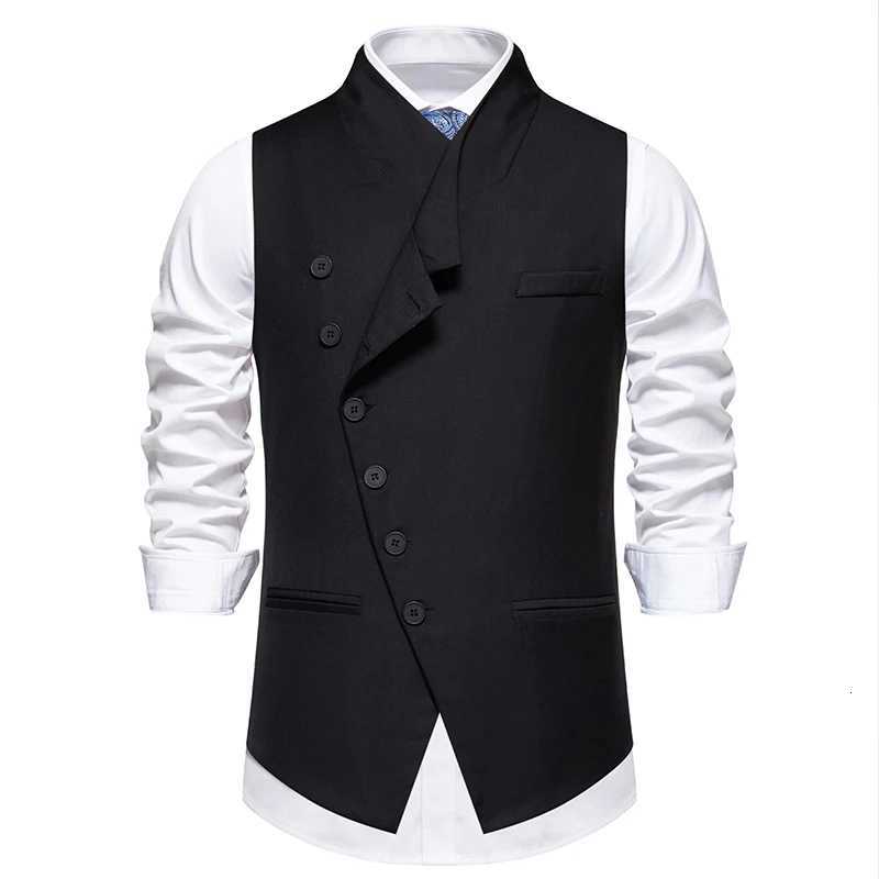 Mens Wedding and Party Vest with Diagonal Front Placket and SingleButton Closure W251029