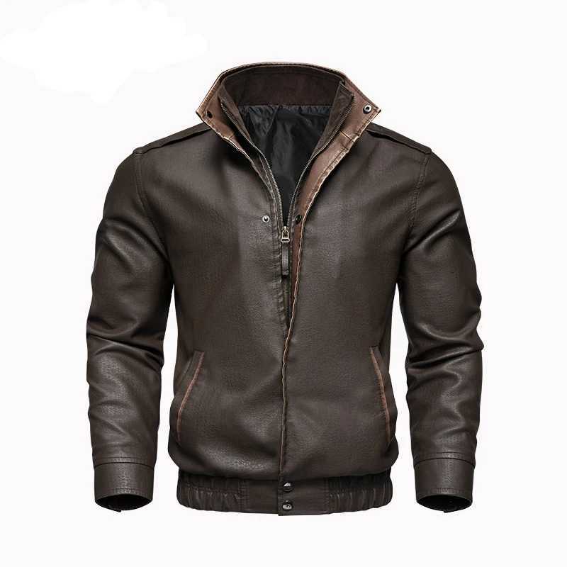 Spring Autumn Mens PU Leather Jackets Fashion Man Retro Windbreaker Motorcycle Coats Man Business Zipper Leather Jacket ClothingT251029