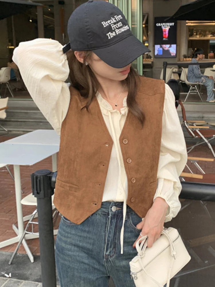 Fashion Vests Women Spring Autumn Coat Allmatch Cleanfit Casual Temper Korean Fashion Preppy Harajuku Streetwear Womens Chic 251029