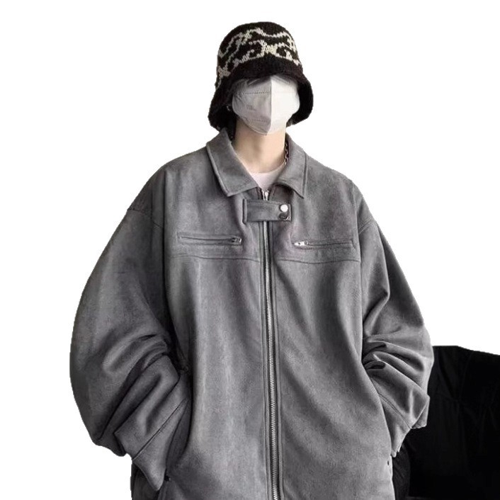 Suede Collar Jacket Men's Spring And Autumn New Trend American Designer Jacket Style Casual Clothing
