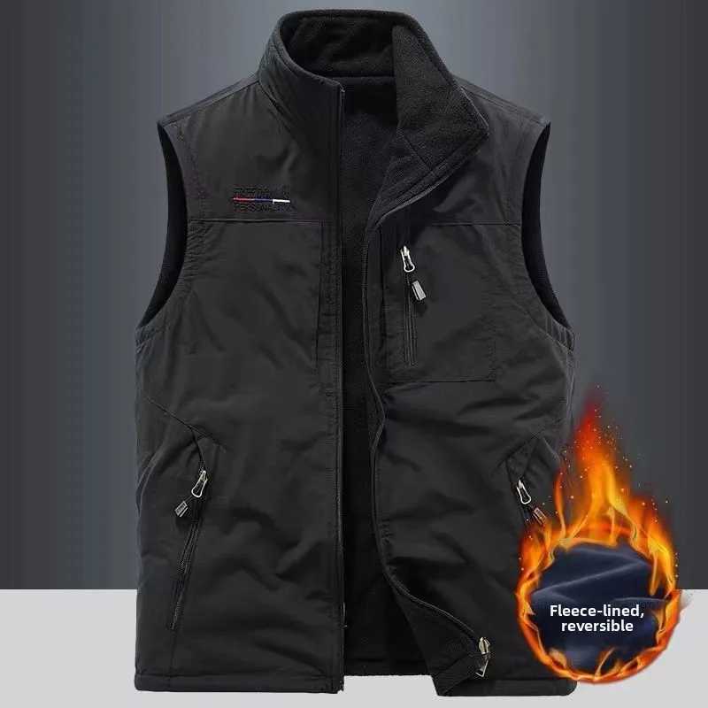 Outdoor Leisure Fishing Windproof Leather Vest Men Comfortable Versatile Breathable Sports Trendy Vest Solid Color Casual Vest W251029