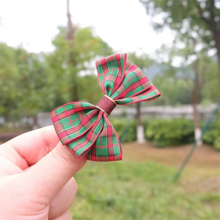 Christmas Plaid Hair Bow Clip For Girls Baby Kids Barrette Children Hair Accessories Butterfly Hairpin Fashion Headwear Top ClipW251028