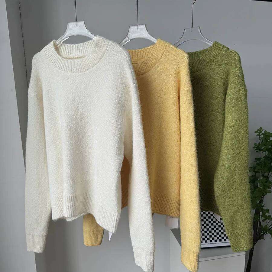 Hirsionsan O Neck Basic Sleeve Sweater Women 2025 Oversized Short Knitted Wool Pullover Female Casual Thick Warm Soft Tops Women Sweater Designer Swea