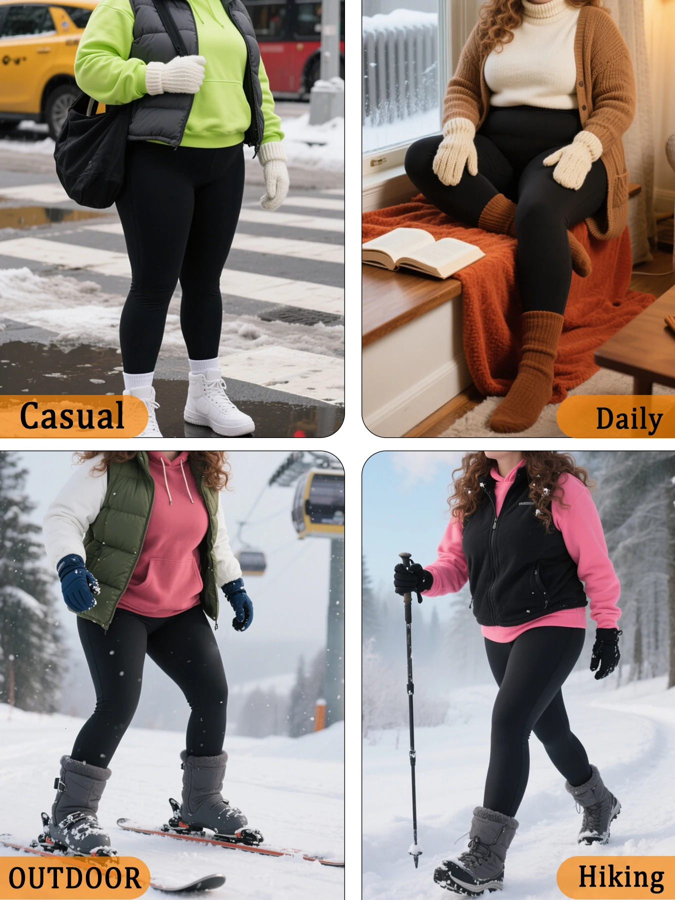 Plus Size Thermal running leggings with fleece interior for women Low Rise n provides warmth and comfort winter 251029