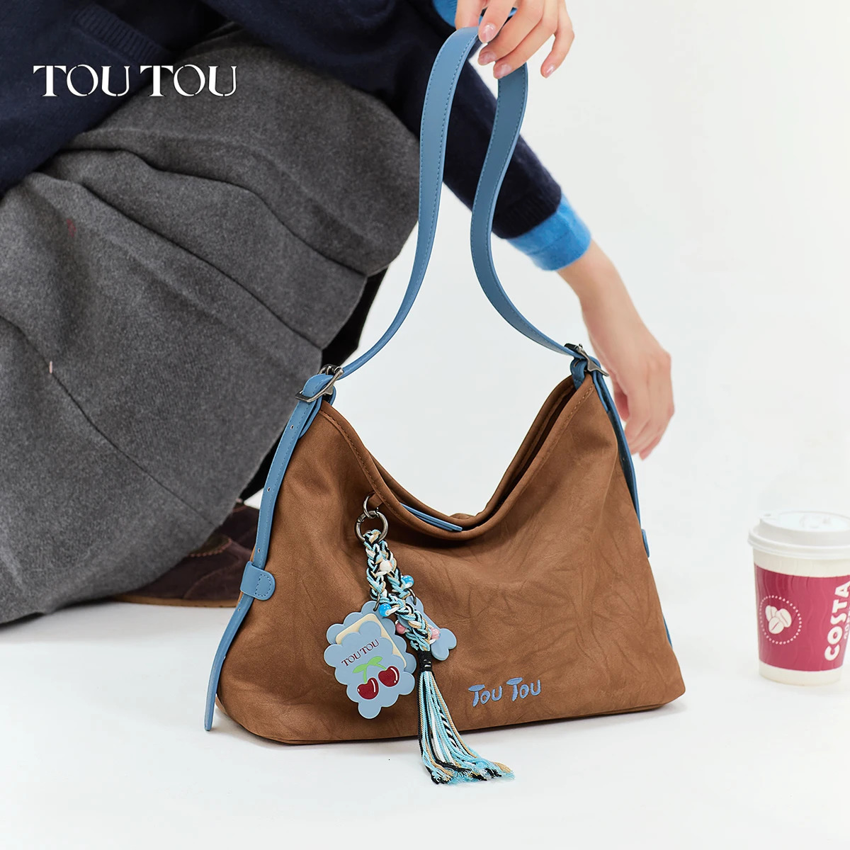 TOUTOU Tote Bag Pendant Original Women Suede Large Underarm Adjustable Crossbody Bag Christmas Teachers Day Gift 251029
