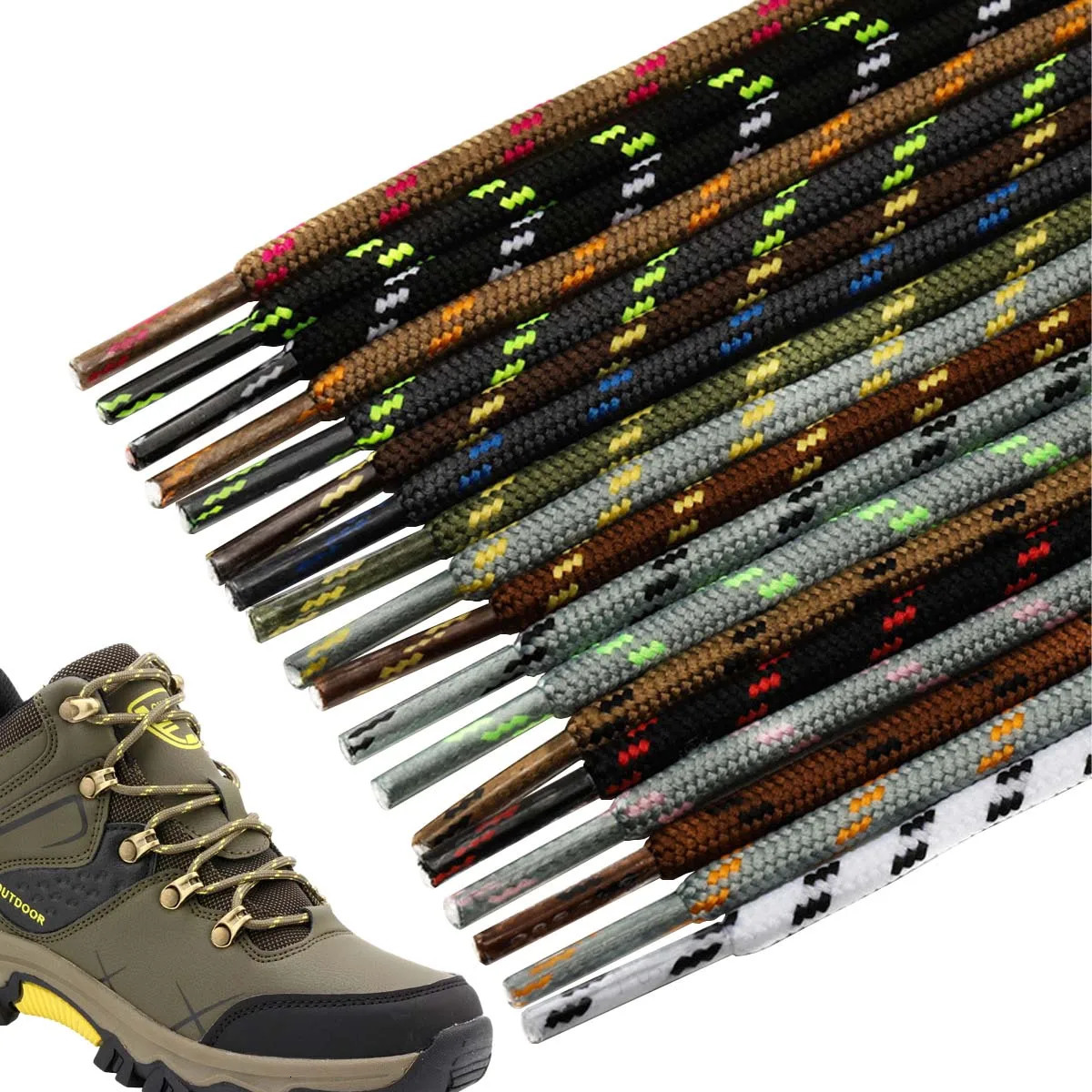 1 Pair Round Shoelaces Flower Dots Solid Laces Polyester Shoelaces Matching Sports Shoes Tooling Martin Boots Hiking Shoe Laces 251029