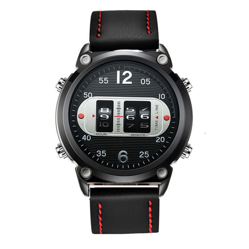 Brand Men's Fashion Leather Strap Roller Creative Design Quartz Watch