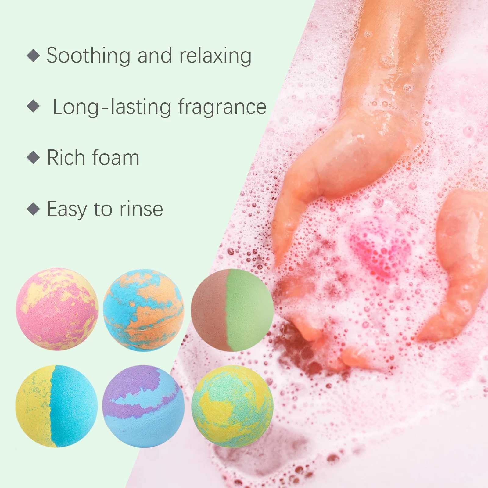Oceaura 6pcs Aromatherapy Bath Bomb Ball Floral Scent Skin Smooth Relaxing Spa Bath Moisturize Stress Relief Bubble Shower Balls L251029