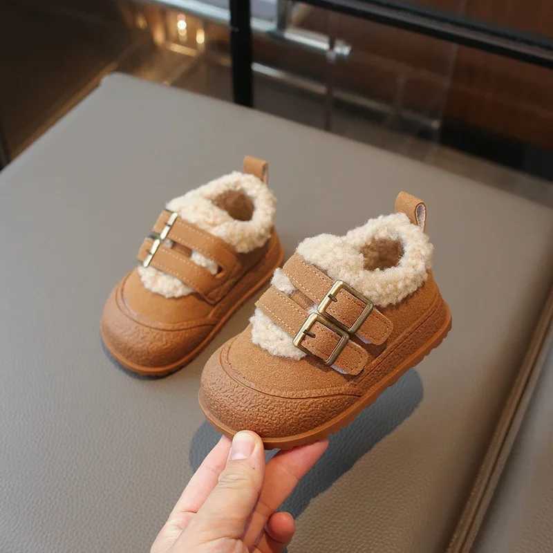2024 Children Plush Warm Shoes for Girl Winter New Fashion Korean Style Soft Thick Sole Antislippery Versatile Chic Casual Shoes C260130