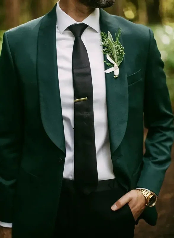 Men Suits Country Garden Wedding Tuxedos Shawl Lapel Slim Fit Groom Formal Wear Man Elegant Prom Party Blazer Emerald Green 251028