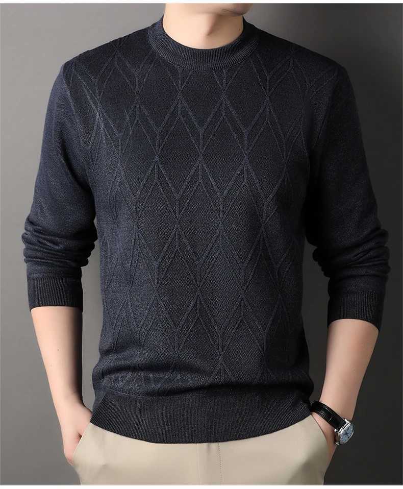Man Pullover New 2025 Autumn Winter Solid Color Comfortable And Casual Soft Thickened Sweater With Added Velvet Sweater J251029