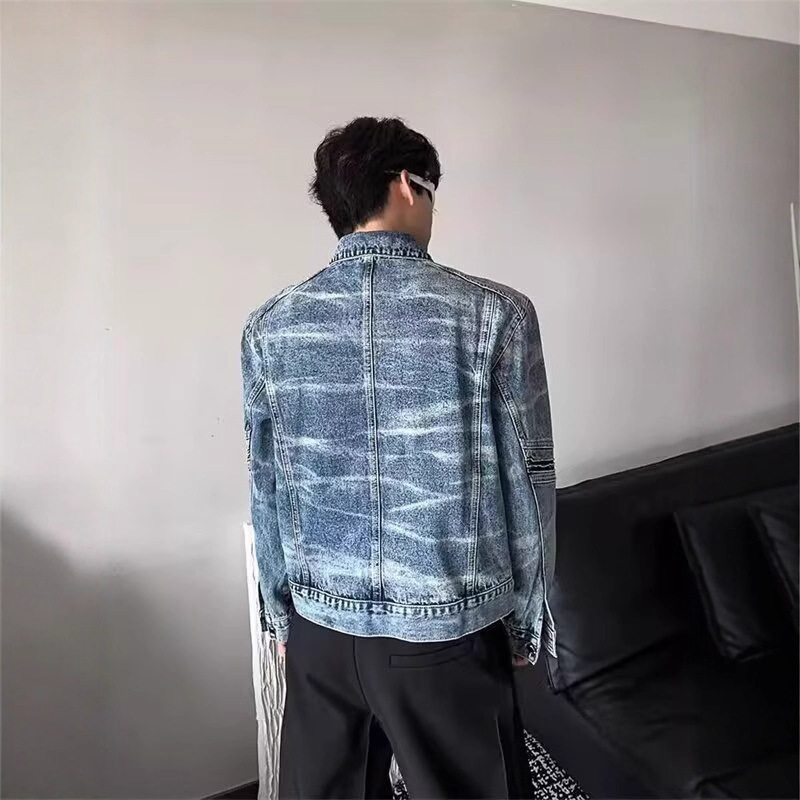 Short Deconstructed Jacket Men's Trendy Brand Designer Jacket High-end Cool Spring And Autumn American Design Heavy-duty Denim Jacket