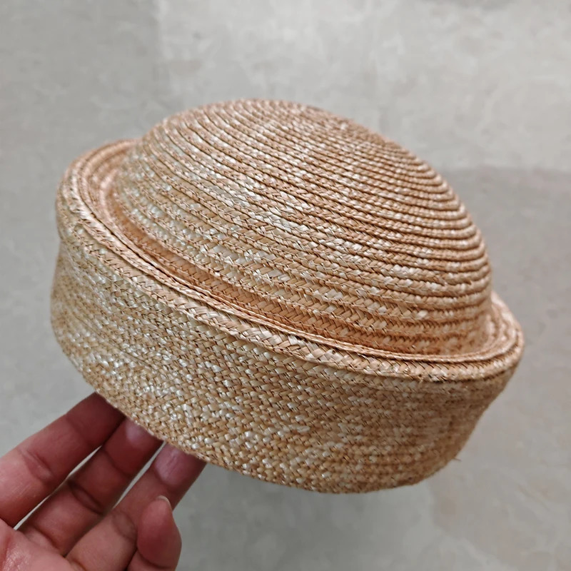Summer Knitted Beret Womens Sun Hat Circle Concave Top Straw Church Derby Party Beach 251013